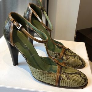 Prada green T-strap high heels